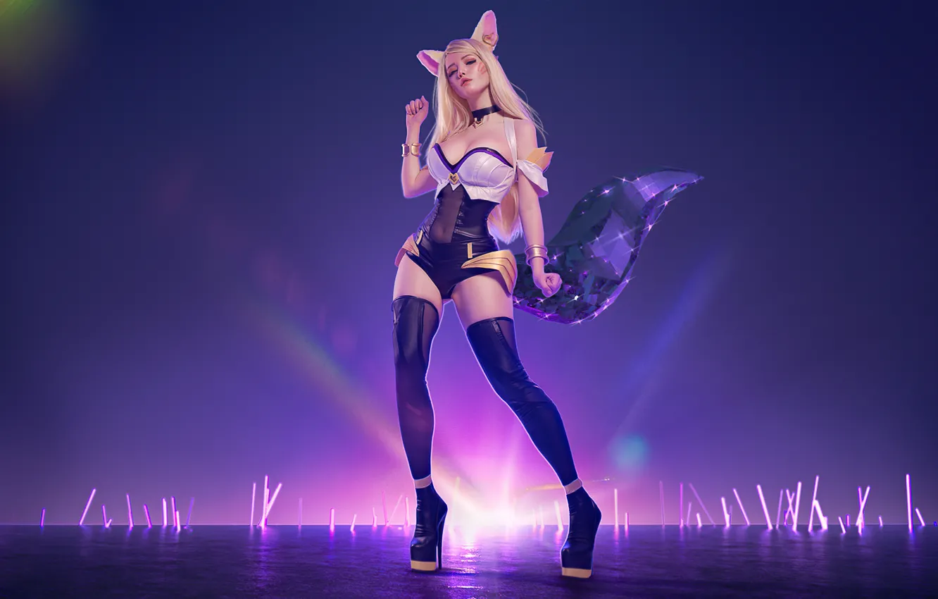 Фото обои art, beautiful, cosplay, league of legends, ahri, kda