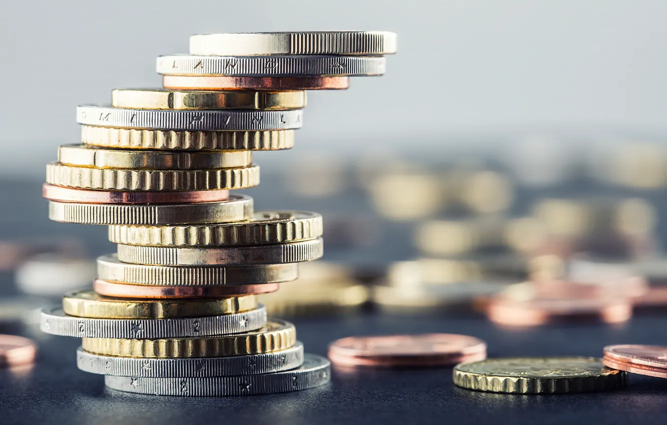 Фото обои metal, coins, stack