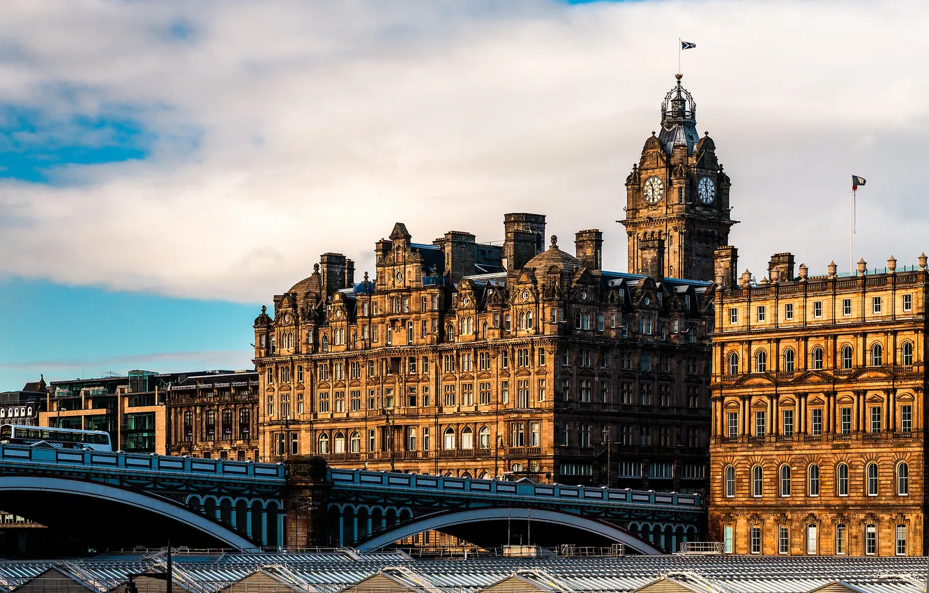 Фото обои мост, город, здания, дома, Шотландия, архитектура, Scotland, Эдинбург