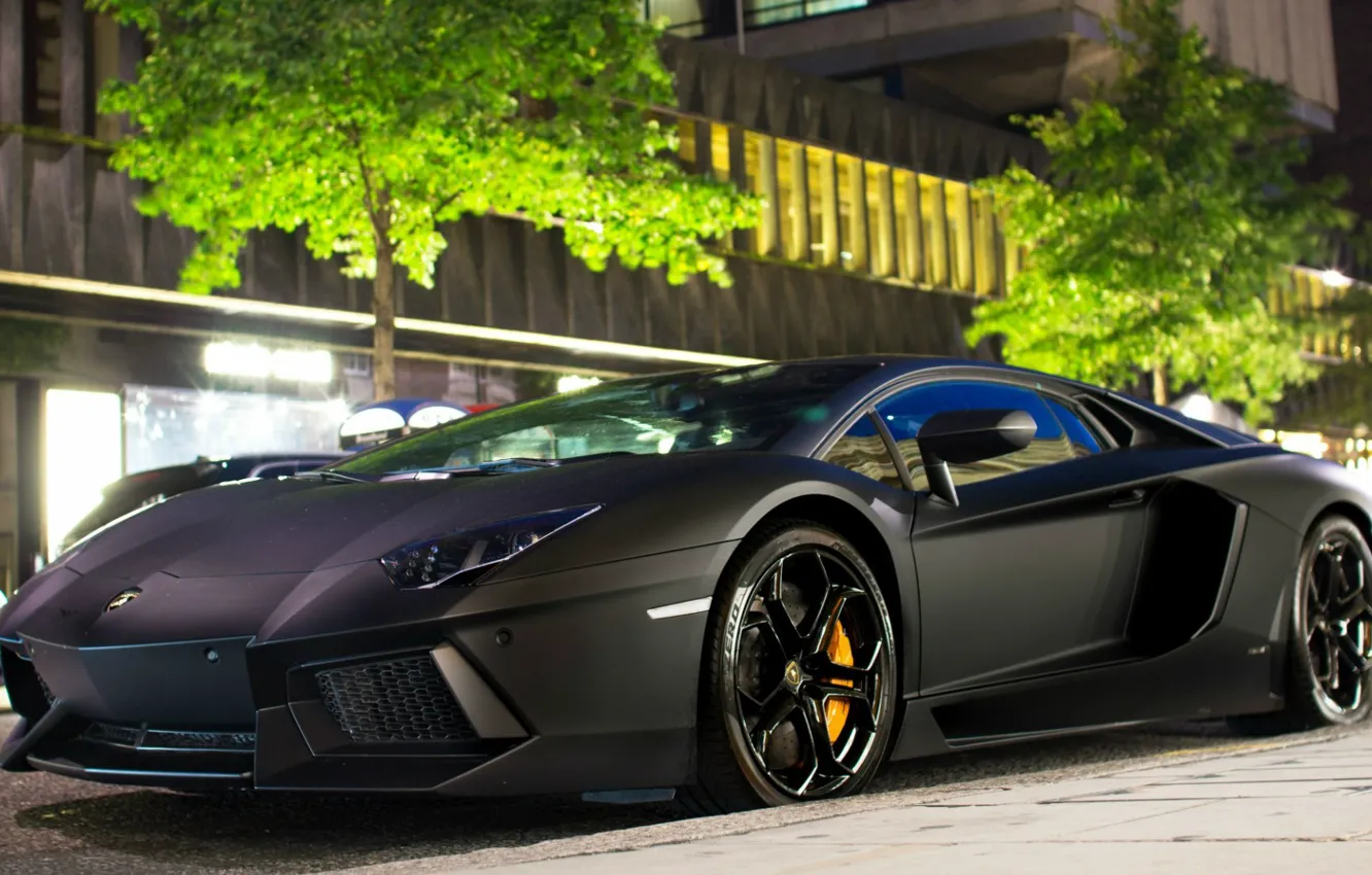 Фото обои черный, матовый, Ламборжини