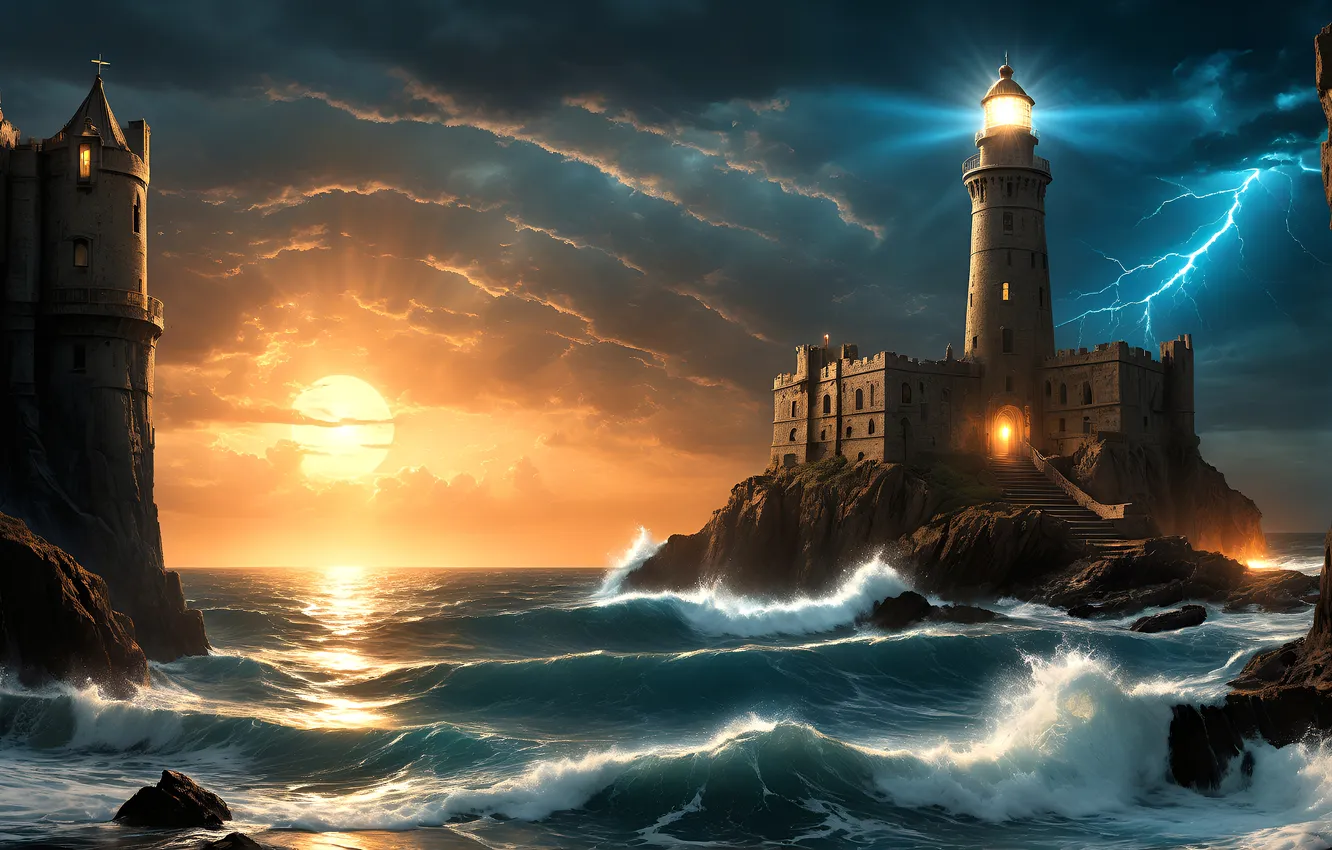 Фото обои sea, landscape, lighthouse