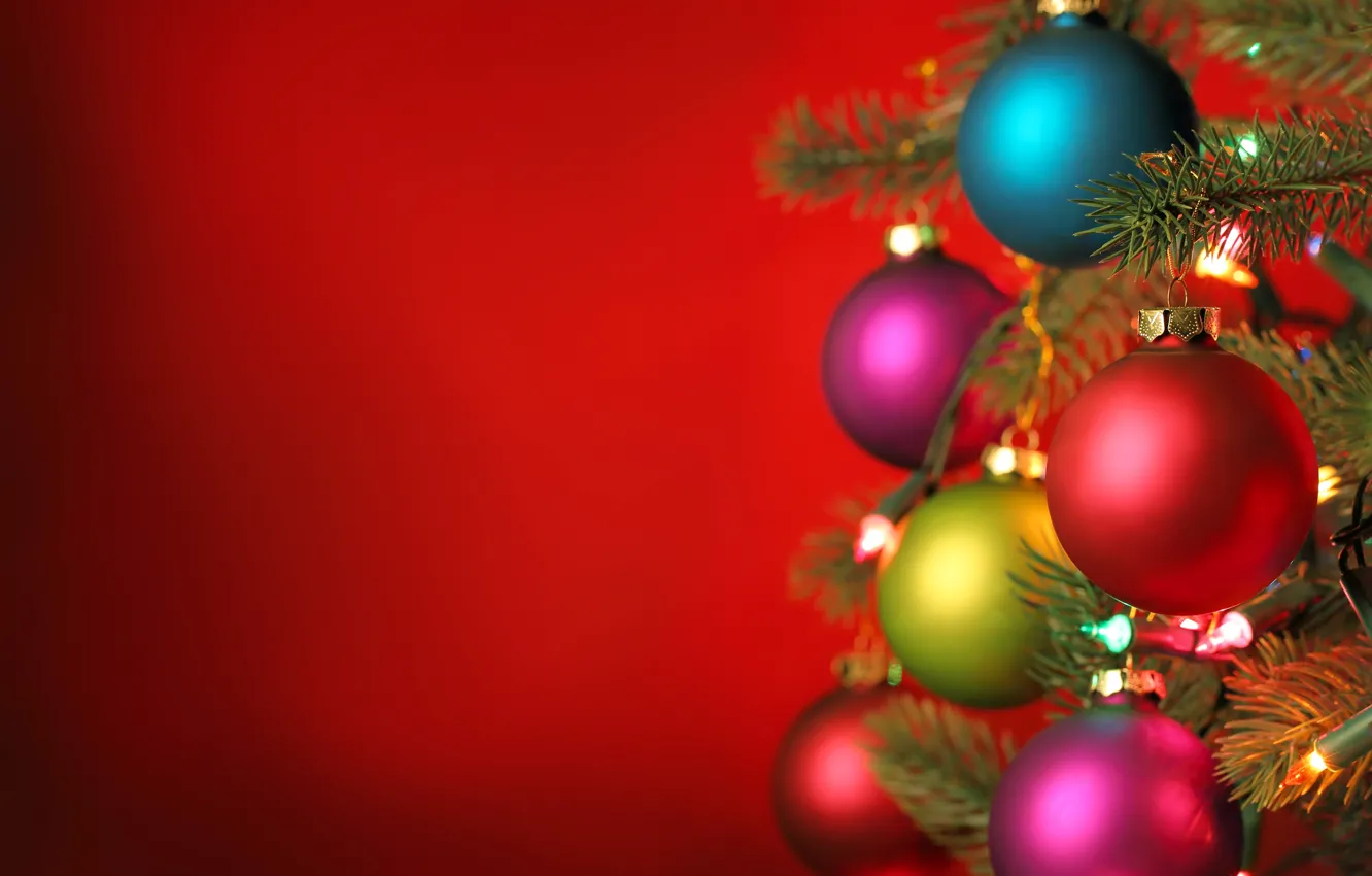 Фото обои шарики, украшения, праздник, елка, Рождество, открытка