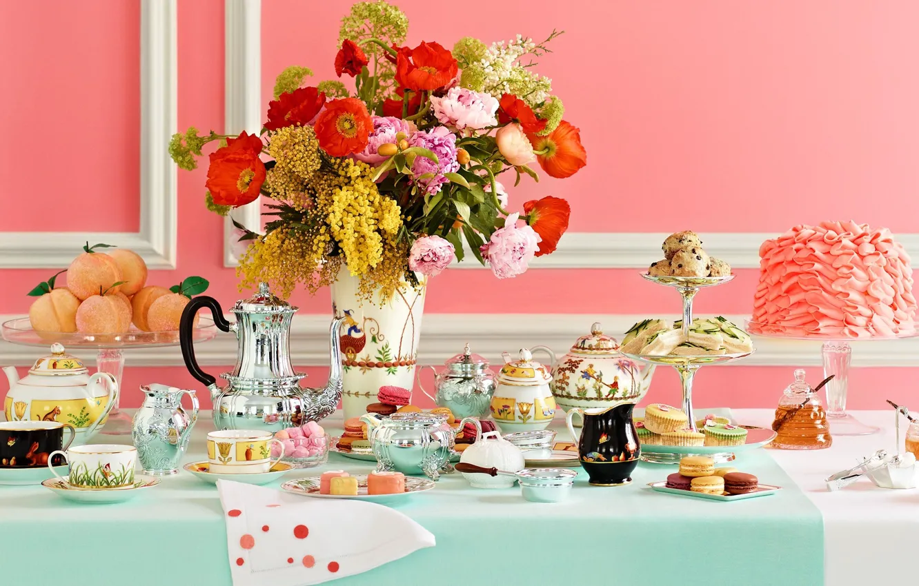 Фото обои чай, кофе, еда, торт, пирожное, сладкое, afternoon tea