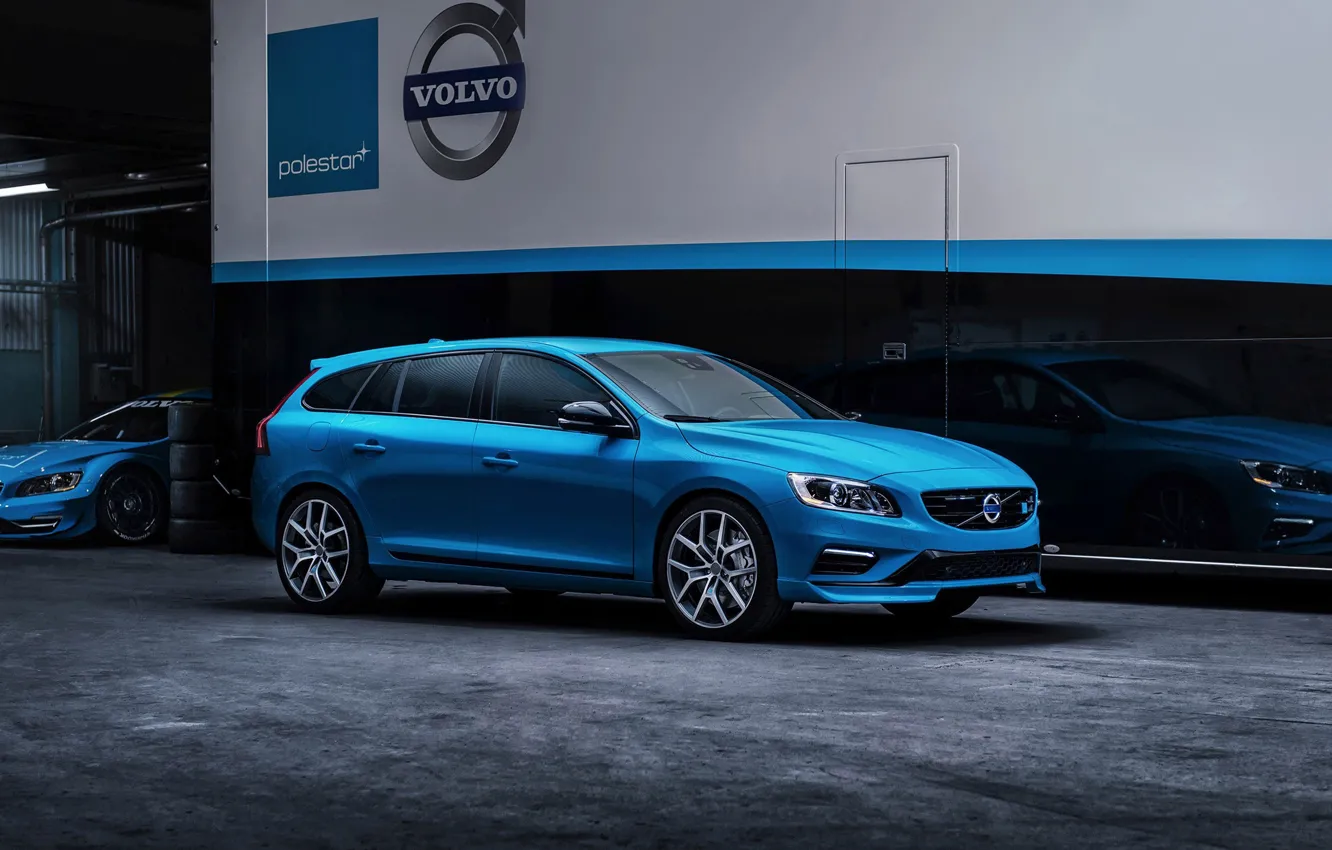 Фото обои Volvo, Голубой, Вольво, V60, Универсал, Polestar