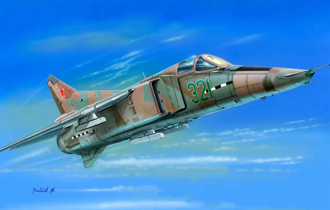 Фото обои самолет, истребитель, арт, бомбардировщик, МиГ, ВВС, ОКБ, советский