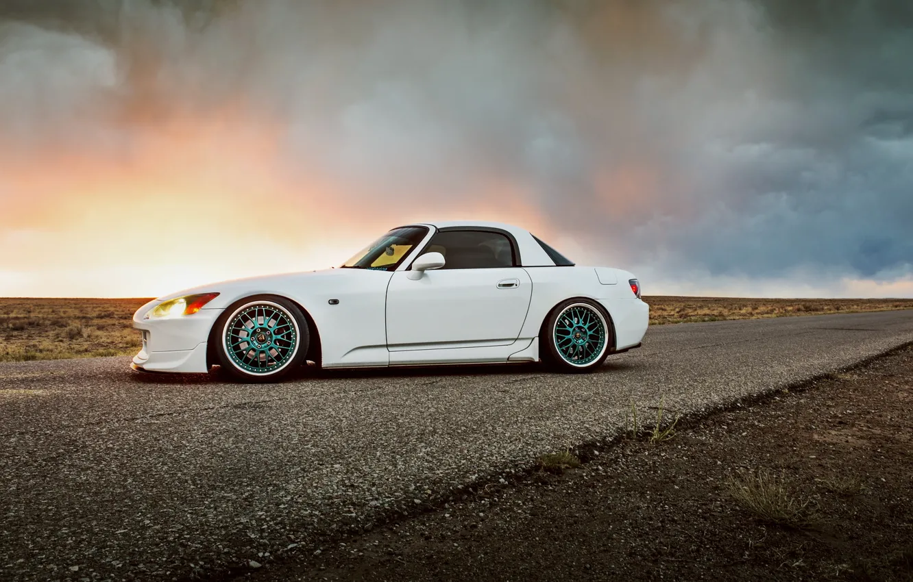 Фото обои car, road, honda s2000, lunchbox photoworks