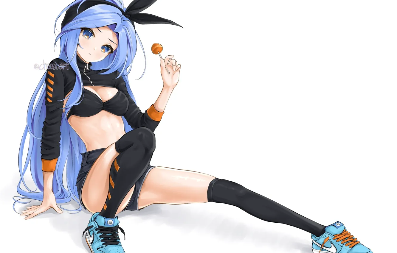 Фото обои anime, digital art, artwork, belly, anime girls, petite, belly button, looking at viewer