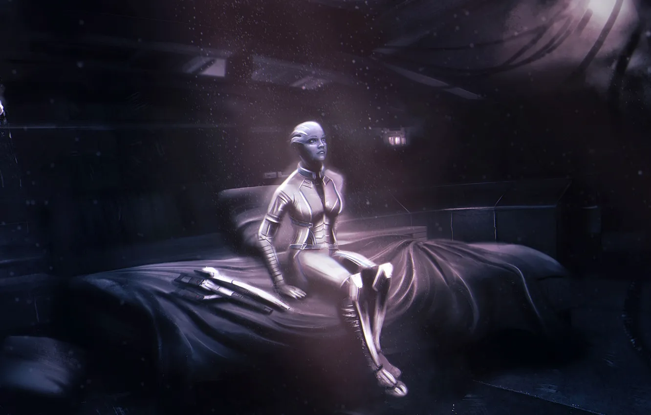 Фото обои Mass Effect, normandy, cabin, asari, Liara T'Soni