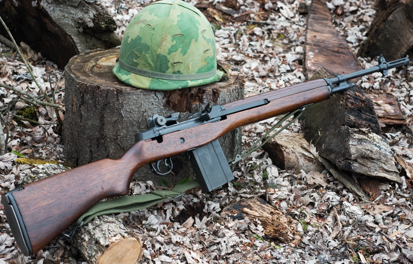 Фото обои каска, Springfield, Полуавтоматическая винтовка, Armory M1A