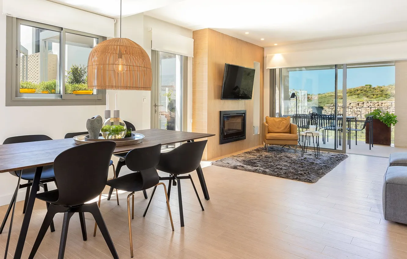 Фото обои дизайн, стиль, интерьер, балкон, гостиная, столовая, Townhouses in Mijas, Vida del Sol