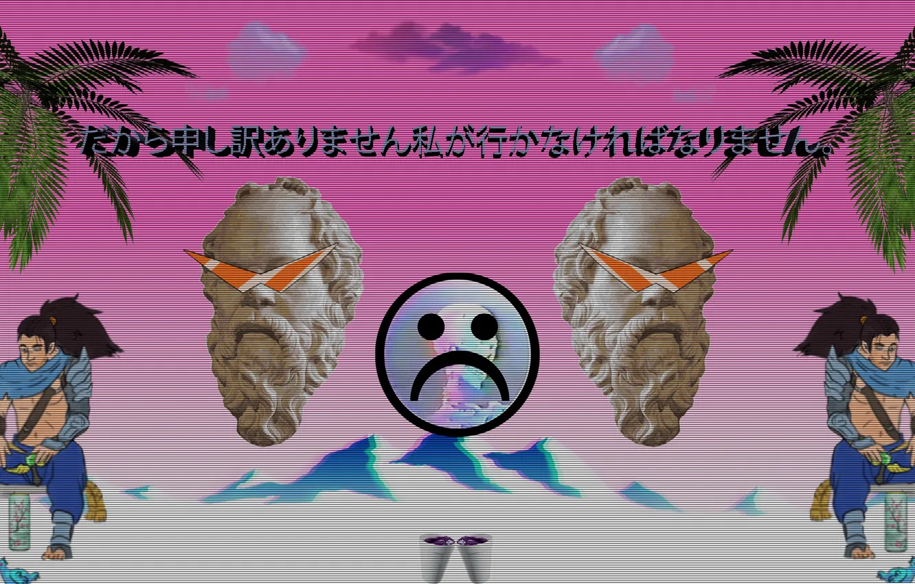 Фото обои аниме, sad, Vaporwave, Glitch