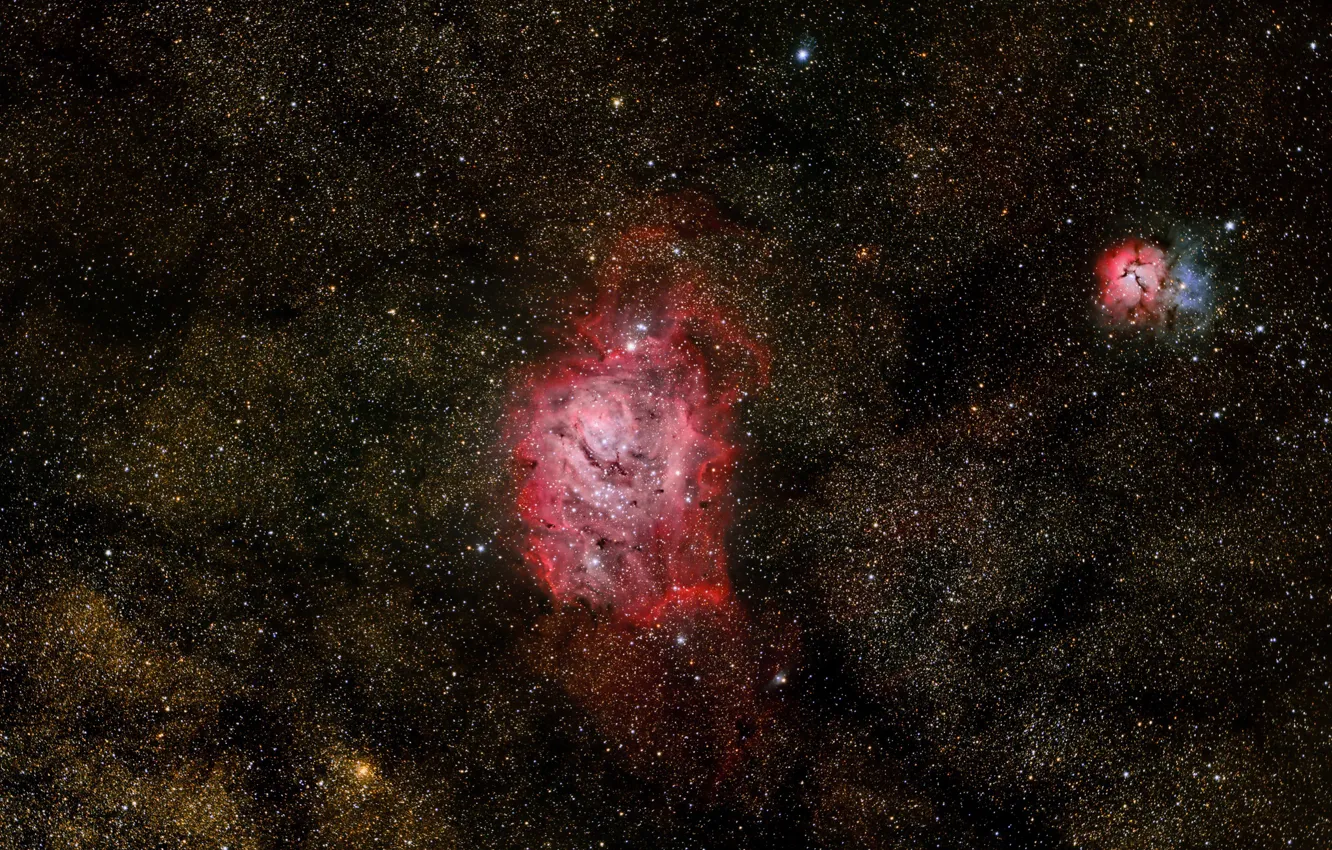 Фото обои в созвездии, Стрельца, Туманность Лагуна, Lagoon Nebula
