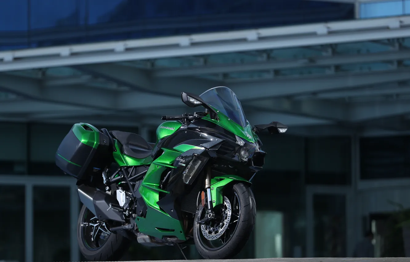 Фото обои green, Kawasaki, Ninja, Kawasaki Ninja H2 SX EX