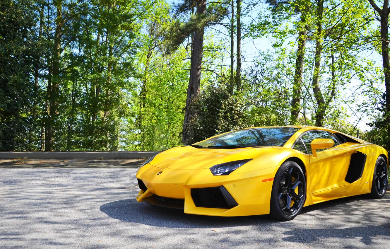 Фото обои Lamborghini, Yellow, Aventador