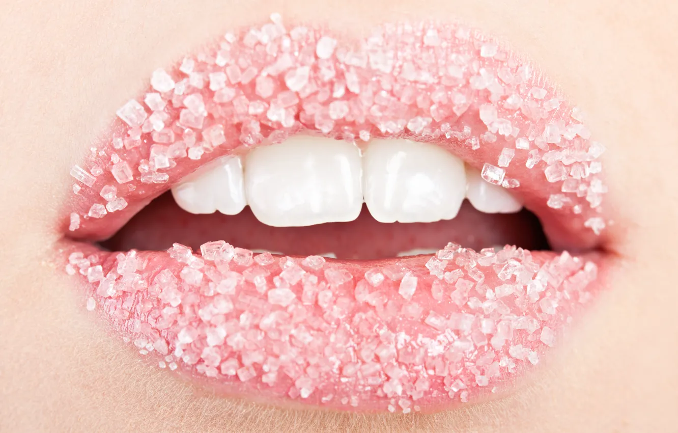 Фото обои woman, lips, sugar, teeth