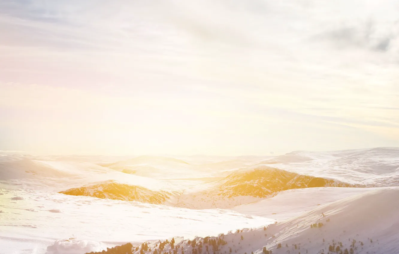 Фото обои landscape, sunset, snow, sun, freeze, snowland, beautifful landscape