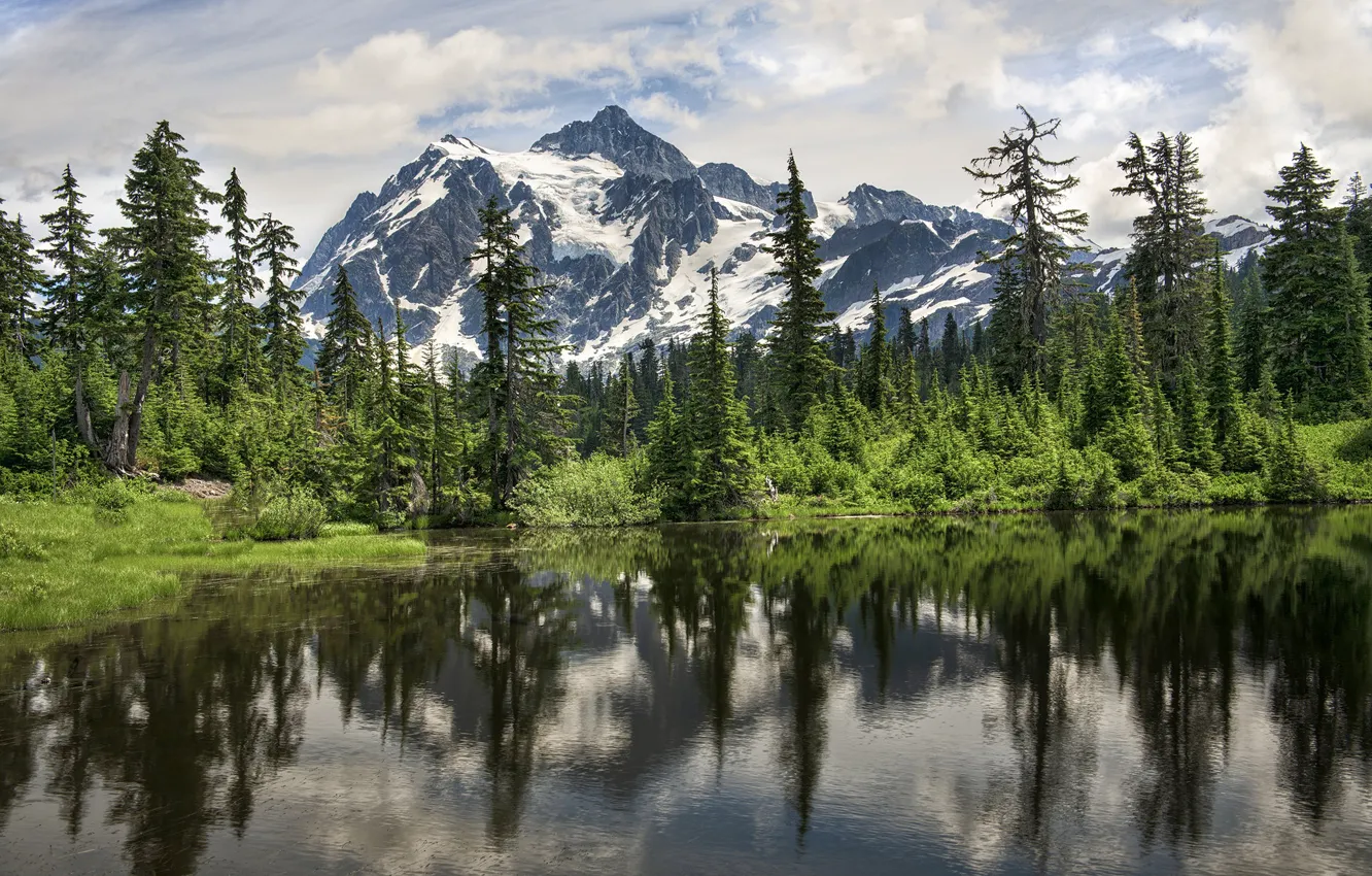 Фото обои озеро, гора, Вашингтон, США, Шексан