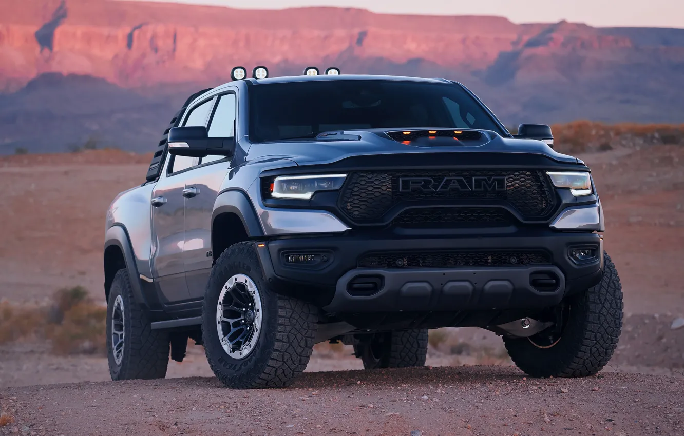 Фото обои desert, mountain, mopar, 1500, ram, performance, 2021, trx