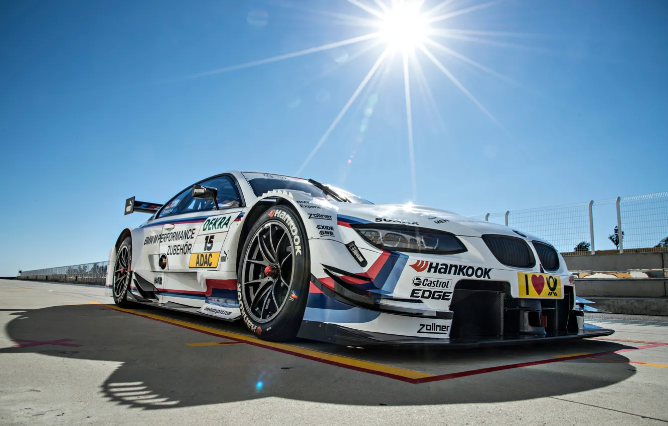 Фото обои Солнце, BMW, Car, Race, Front, Sun, Day, DTM