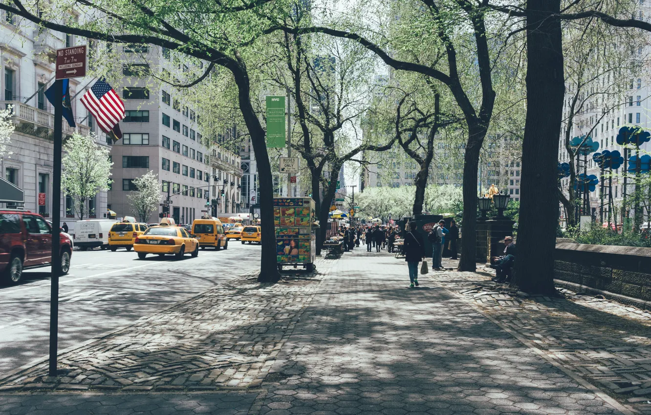Фото обои USA, United States, trees, New York, Manhattan, NYC, New York City, street