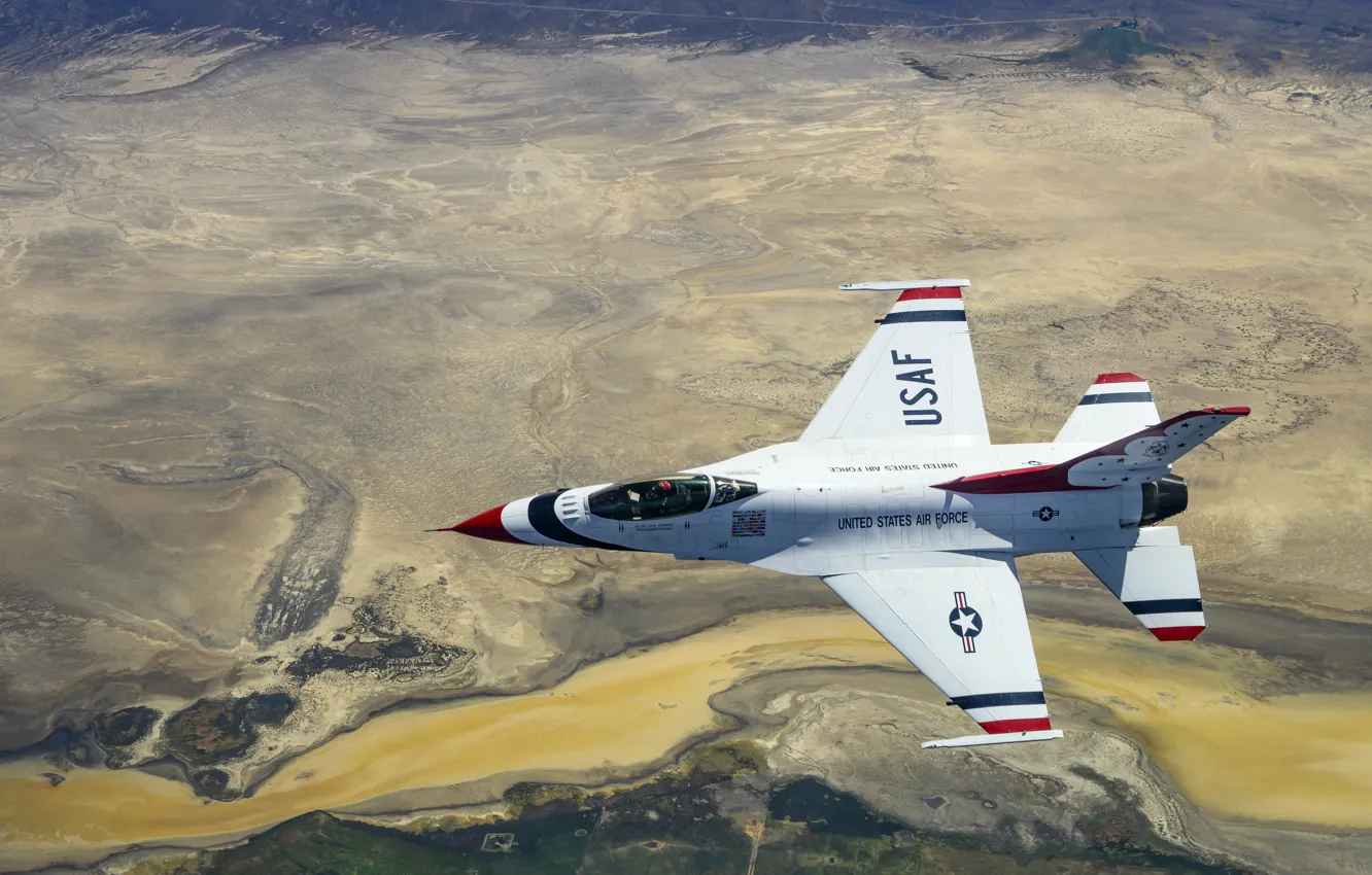 Фото обои Буревестники, пилотажная группа, Thunderbirds, ВВС США, F-16C Fighting Falcon, демонстрационная эскадрилья