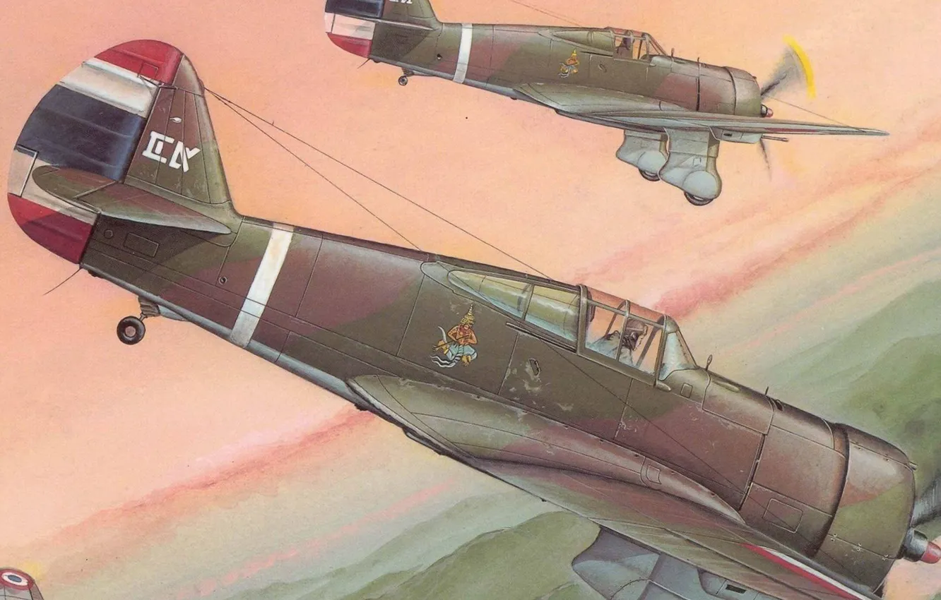 Фото обои рисунок, арт, ястреб, Curtiss, hawk, американский истребитель, P-36