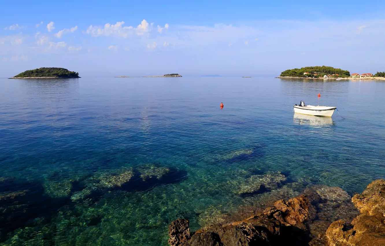 Фото обои море, острова, Хорватия, Адриатика, остров Корчула, Прижба, Prižba, Korčula island
