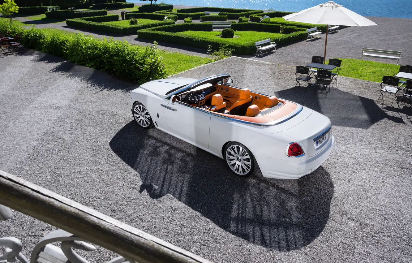 Фото обои авто, белый, солнце, Rolls-Royce, кабриолет