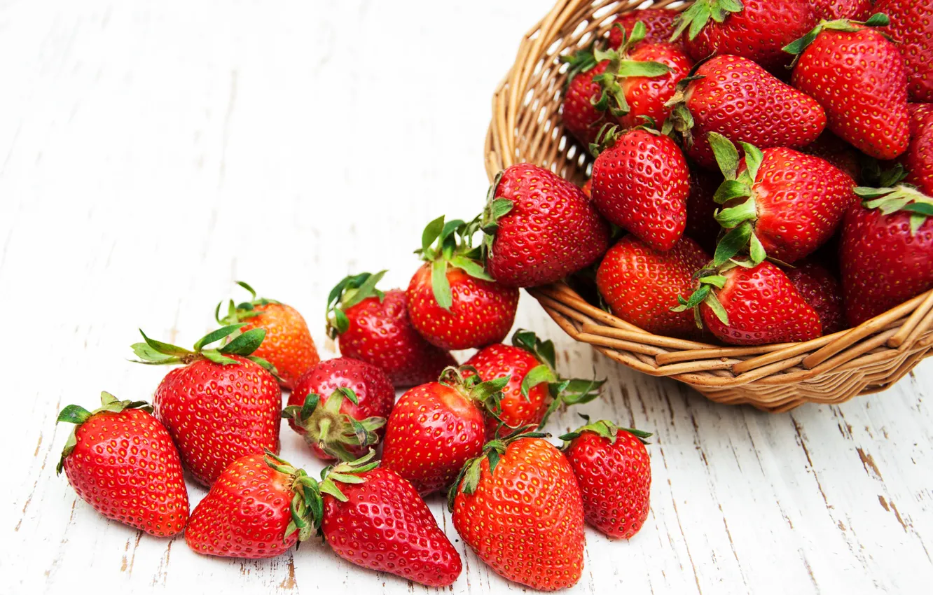 Фото обои ягоды, клубника, red, fresh, strawberry, berries, basket