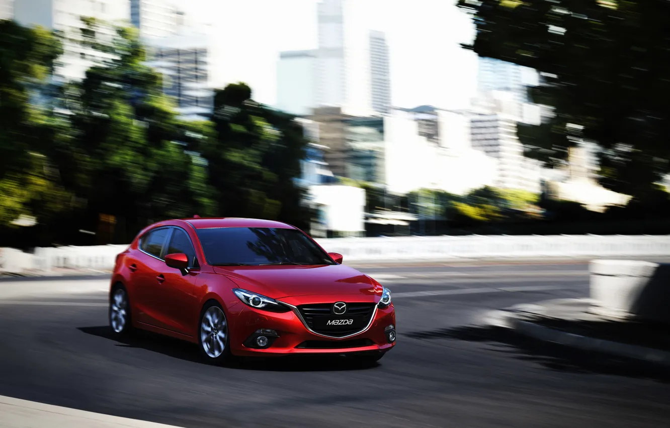 Фото обои Red, Car, Speed, Mazda 3, Wallpapers, New, 2013