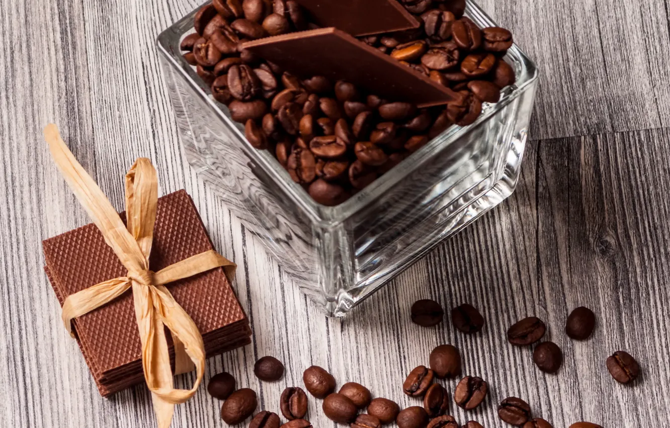 Фото обои кофе, шоколад, зерна, вафли, beans, coffee