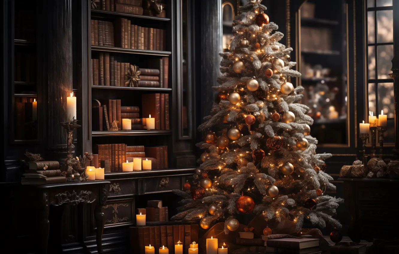 Фото обои украшения, комната, елка, интерьер, Рождество, Новый год, Christmas, tree