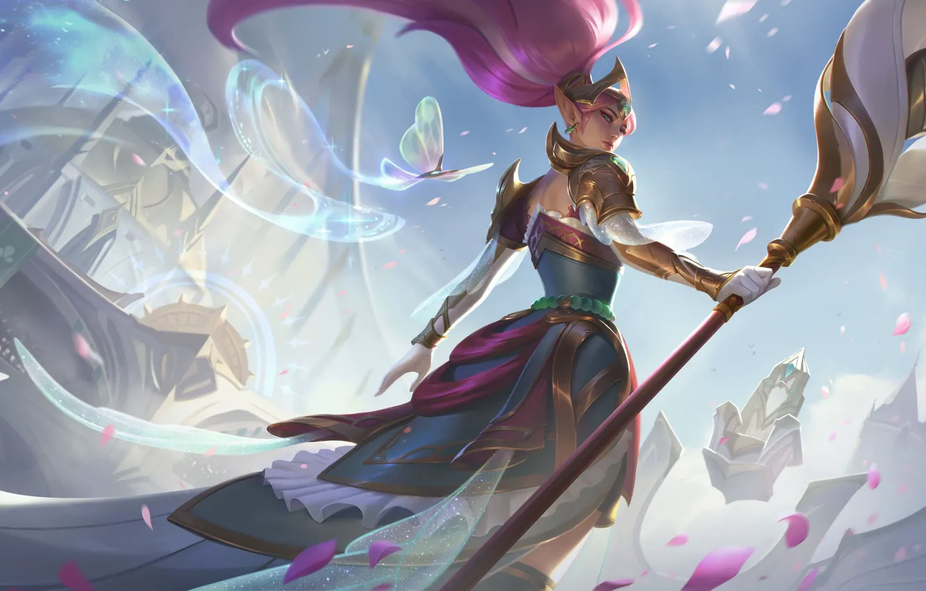 Фото обои девушка, фэнтези, посох, League of Legends, Janna, Riot Games