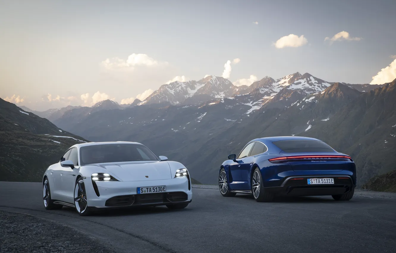 Фото обои машина, горы, Porsche, turbo, turbo s, Taycan