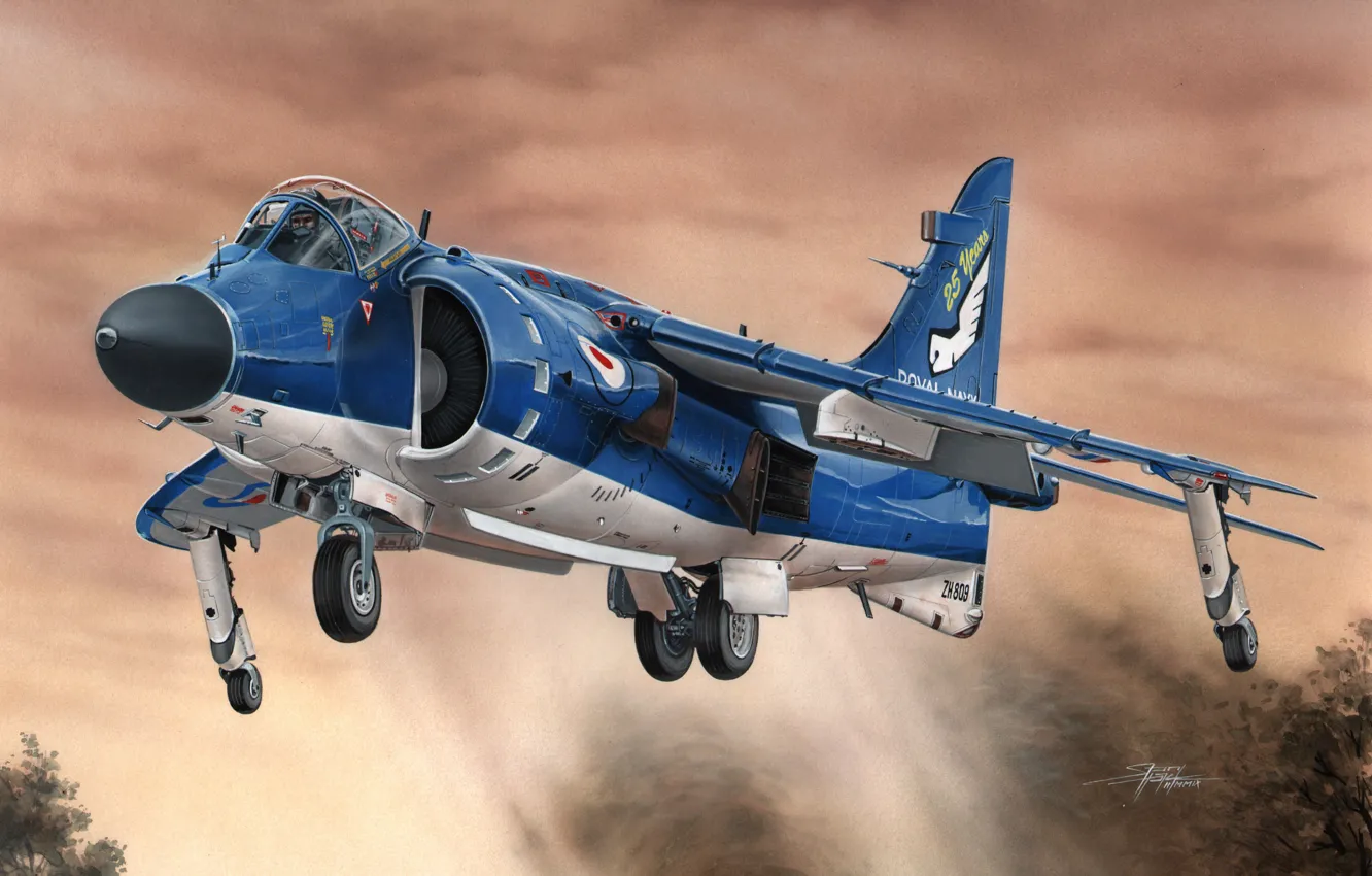 Фото обои Великобритания, Sea Harrier, Royal Navy, Harrier FA.2, Sea Harrier FA.2, Палубный самолёт