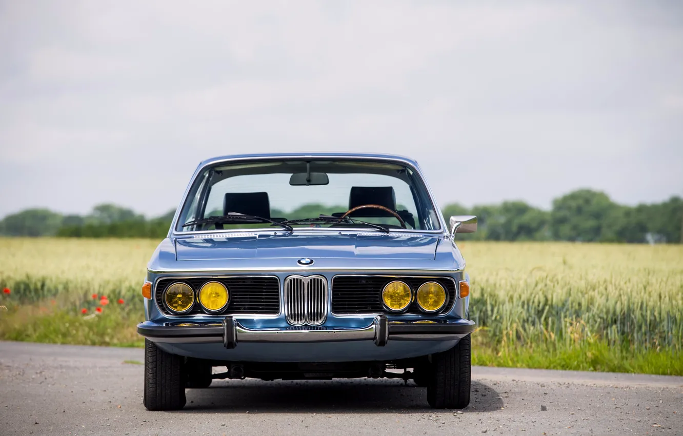 Фото обои BMW, 1971, Фары, Classic car, Значок, Радиаторная Решетка, BMW 3.0 CSi (E9)