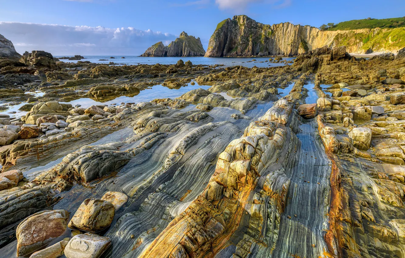 Фото обои Испания, Spain, Asturias, Астурия, Breach, Образование кварцита, Quartzite formation