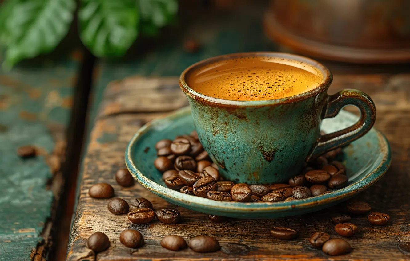 Фото обои зерна, wood, cup, beans, coffee, cozy, чашка кофе