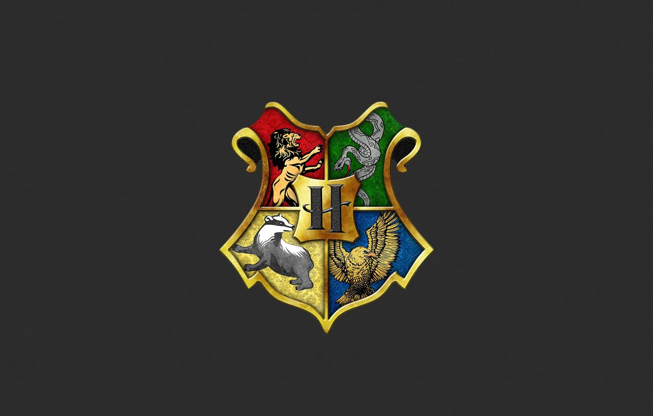 Фото обои флаг, Гарри Поттер, герб, серый фон, геральдика, Harry Potter, Ravenclaw, Hufflepuff