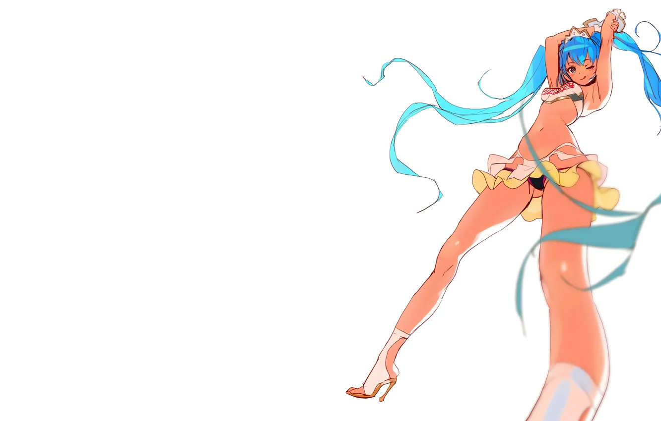 Фото обои girl, sexy, lingerie, pantsu, Hatsune Miku, cleavage, Vocaloid, panties