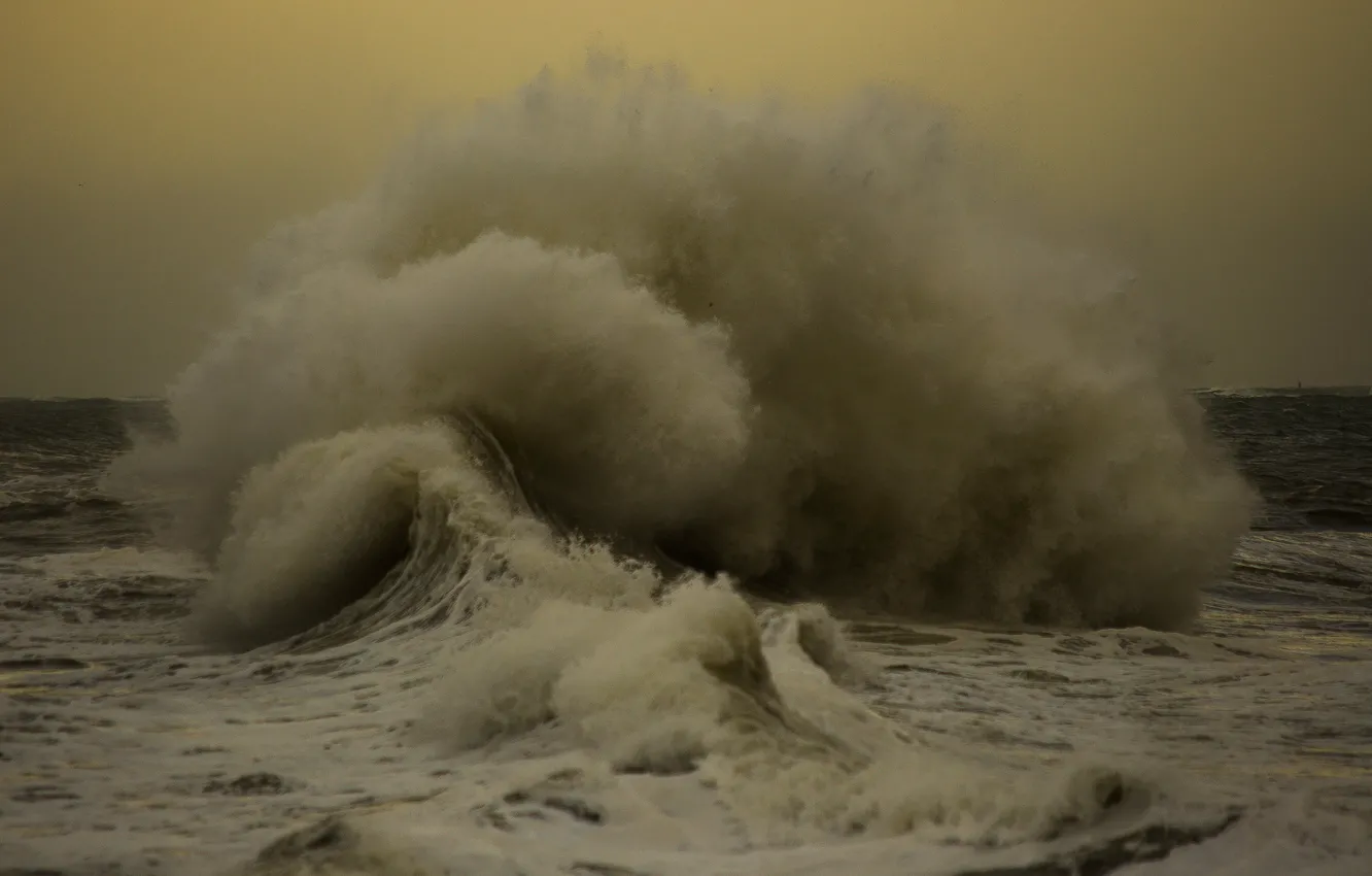 Фото обои storm, sea, splash, wave, cloudy, troubled sea