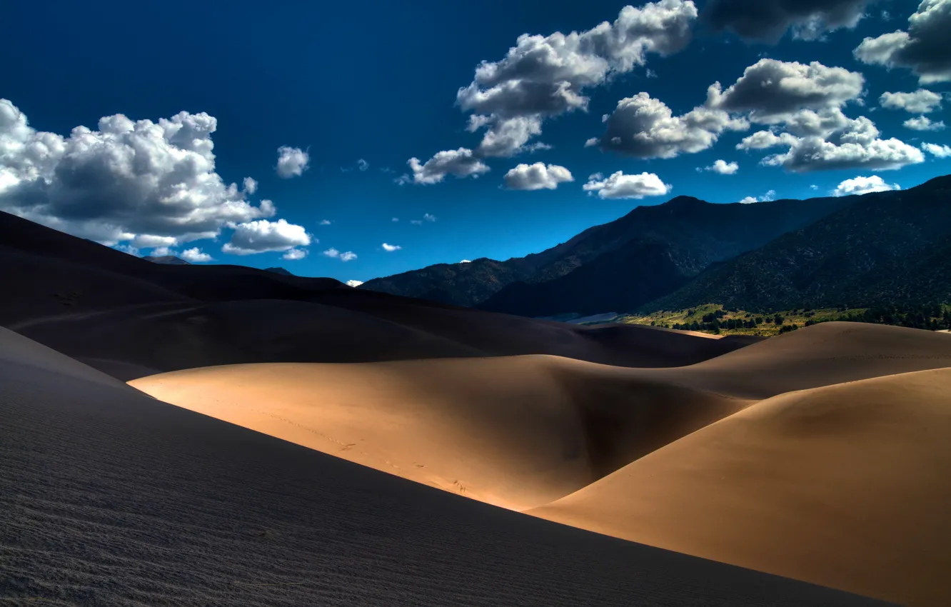 Фото обои песок, пейзаж, горы