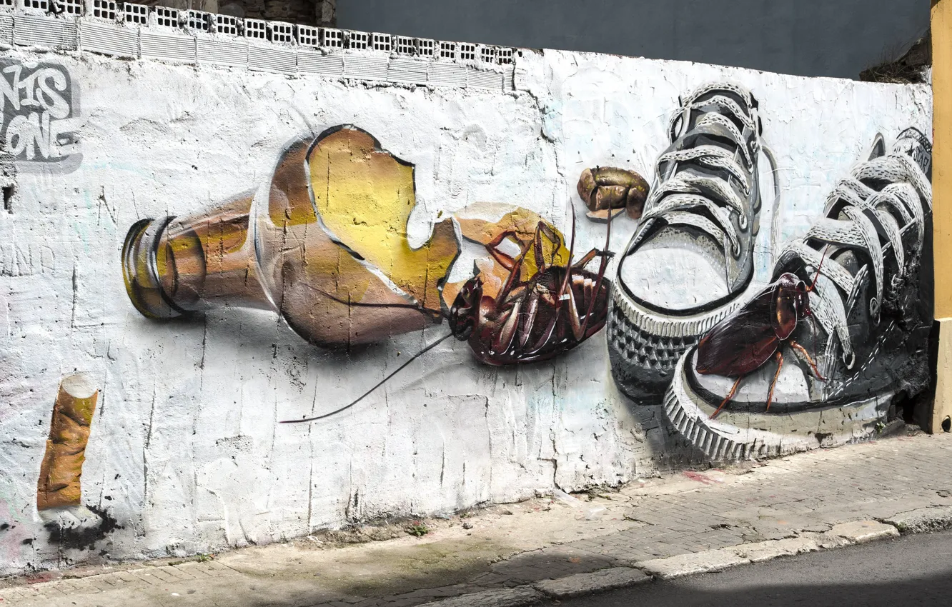 Фото обои улица, граффити, рисунок