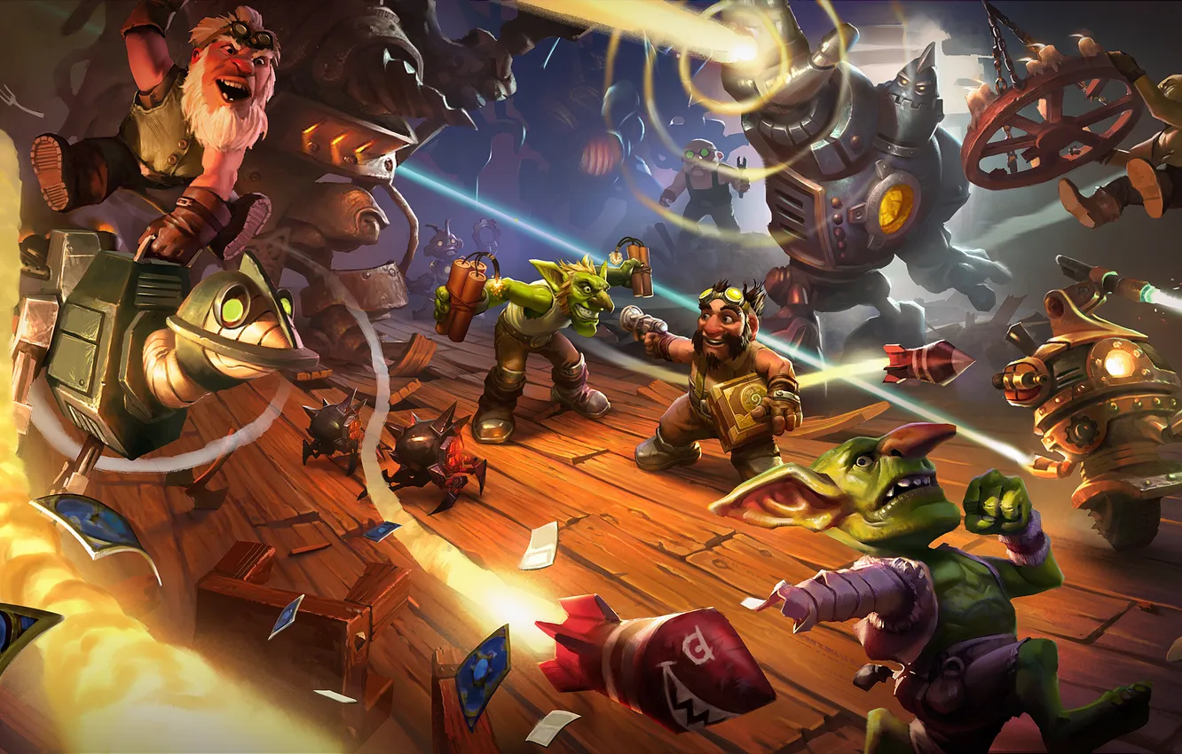 Фото обои гномы, гоблины, blizzard, art, hearthstone, Hearthstone: Heroes of Warcraft, Hearthstone: Goblins Vs. Gnomes, goblins vs …