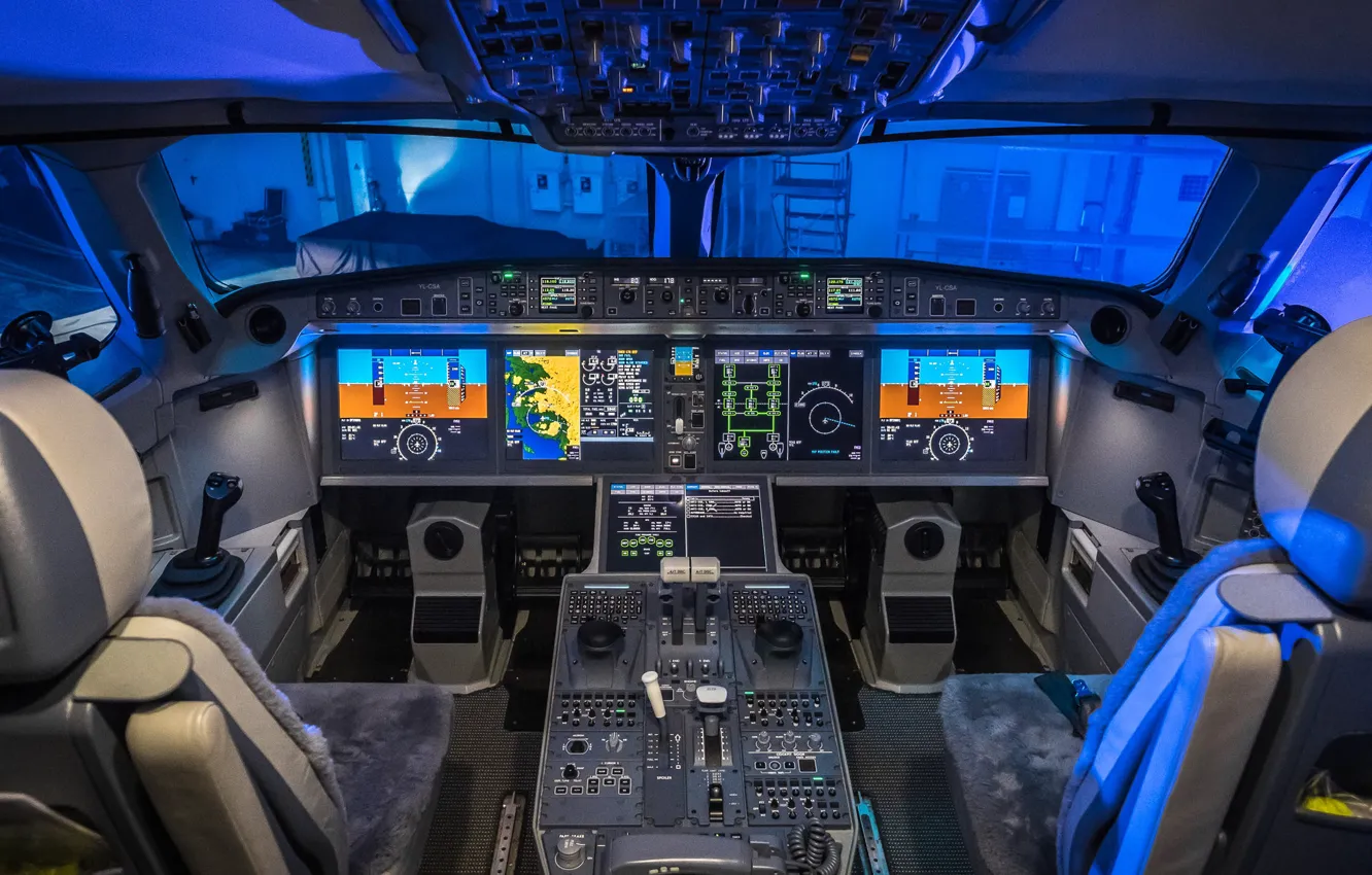 Фото обои bombardier, cockpit, cs300