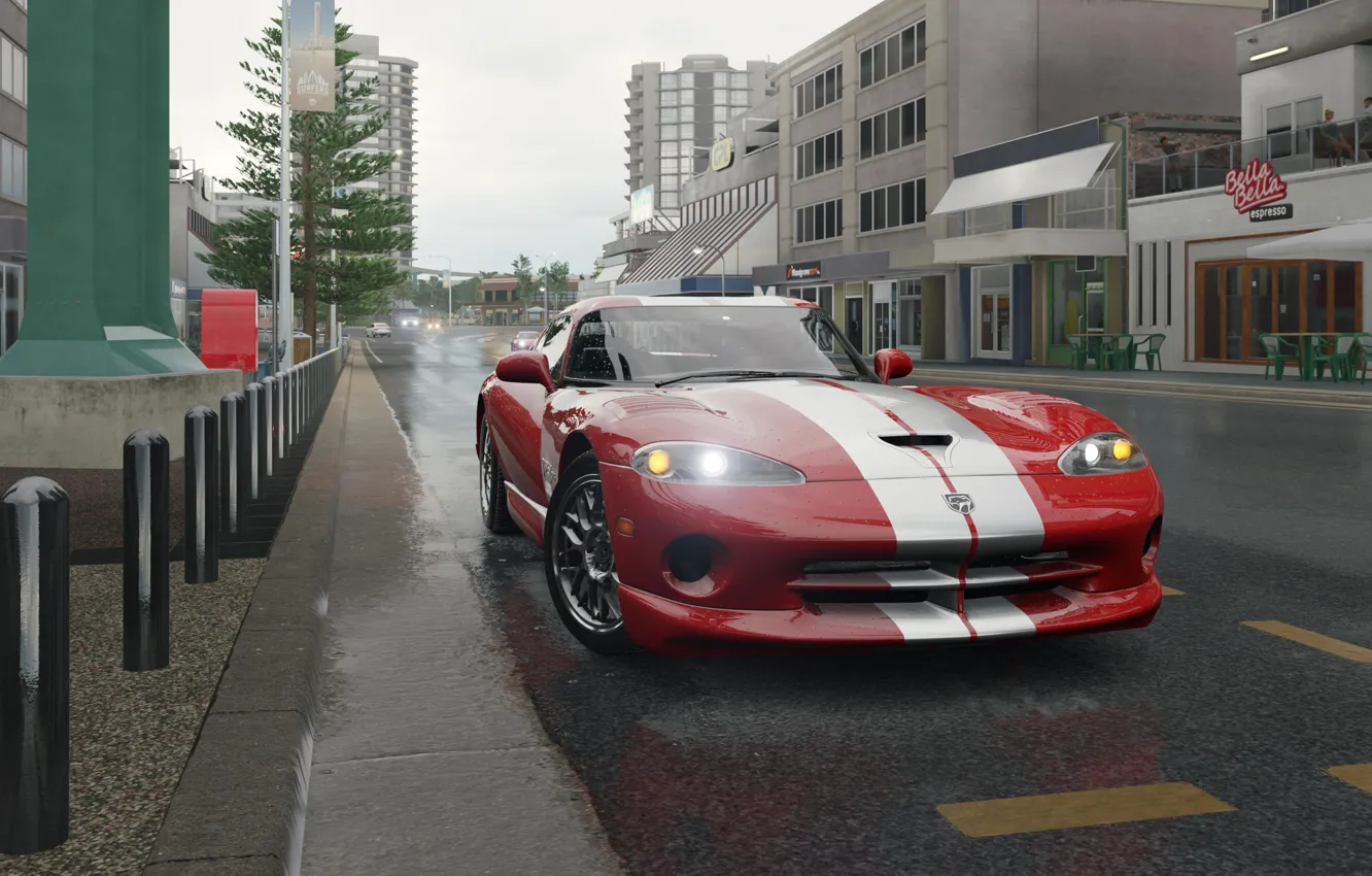Фото обои город, улица, Dodge Viper, Forza Horizon 3