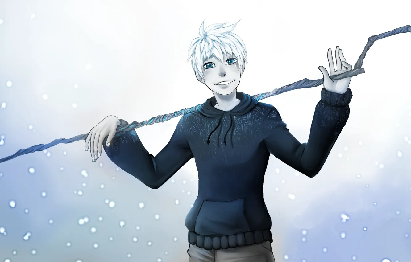Фото обои снег, посох, art, Jack Frost