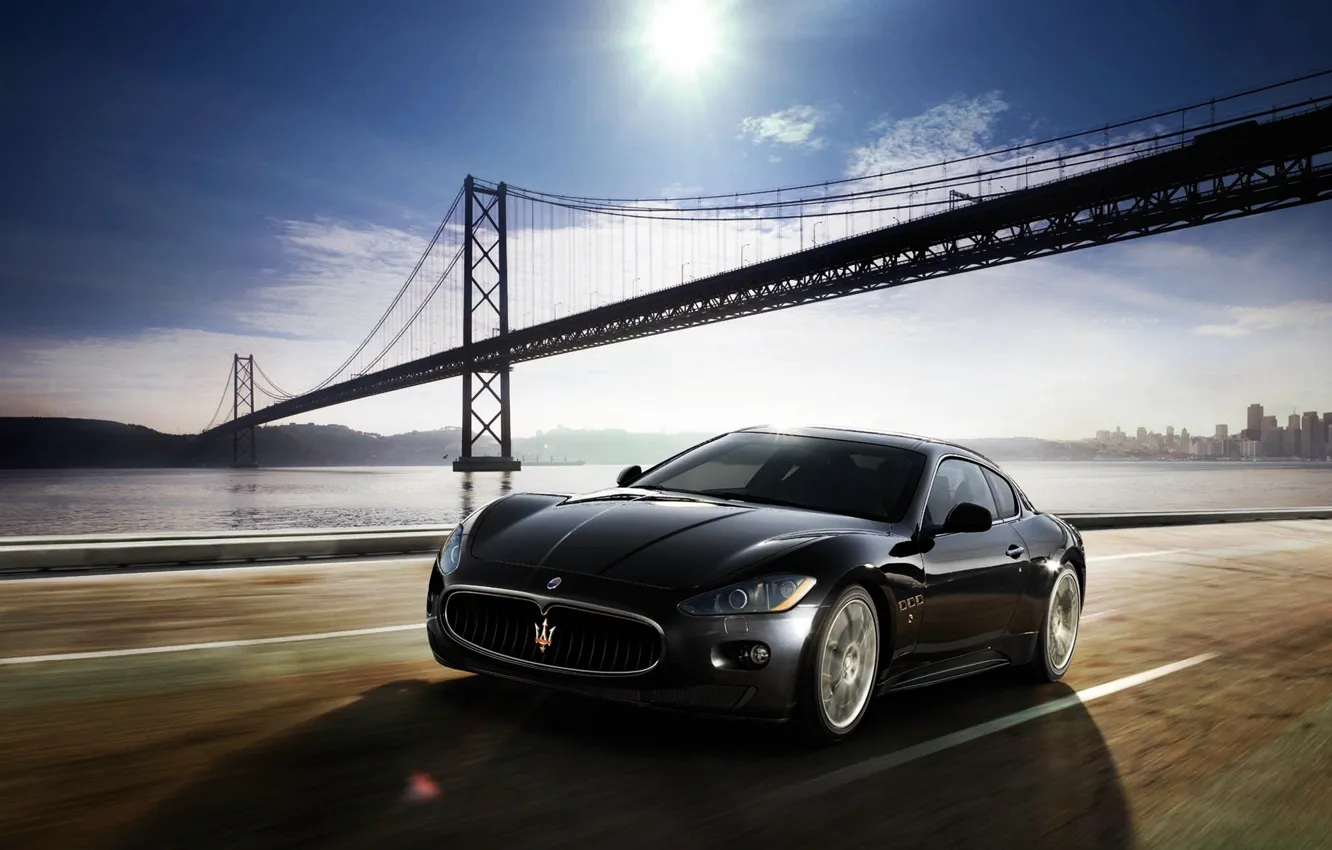 Фото обои чёрный, Maserati, black, GranTurismo, мазерати, гран туризмо