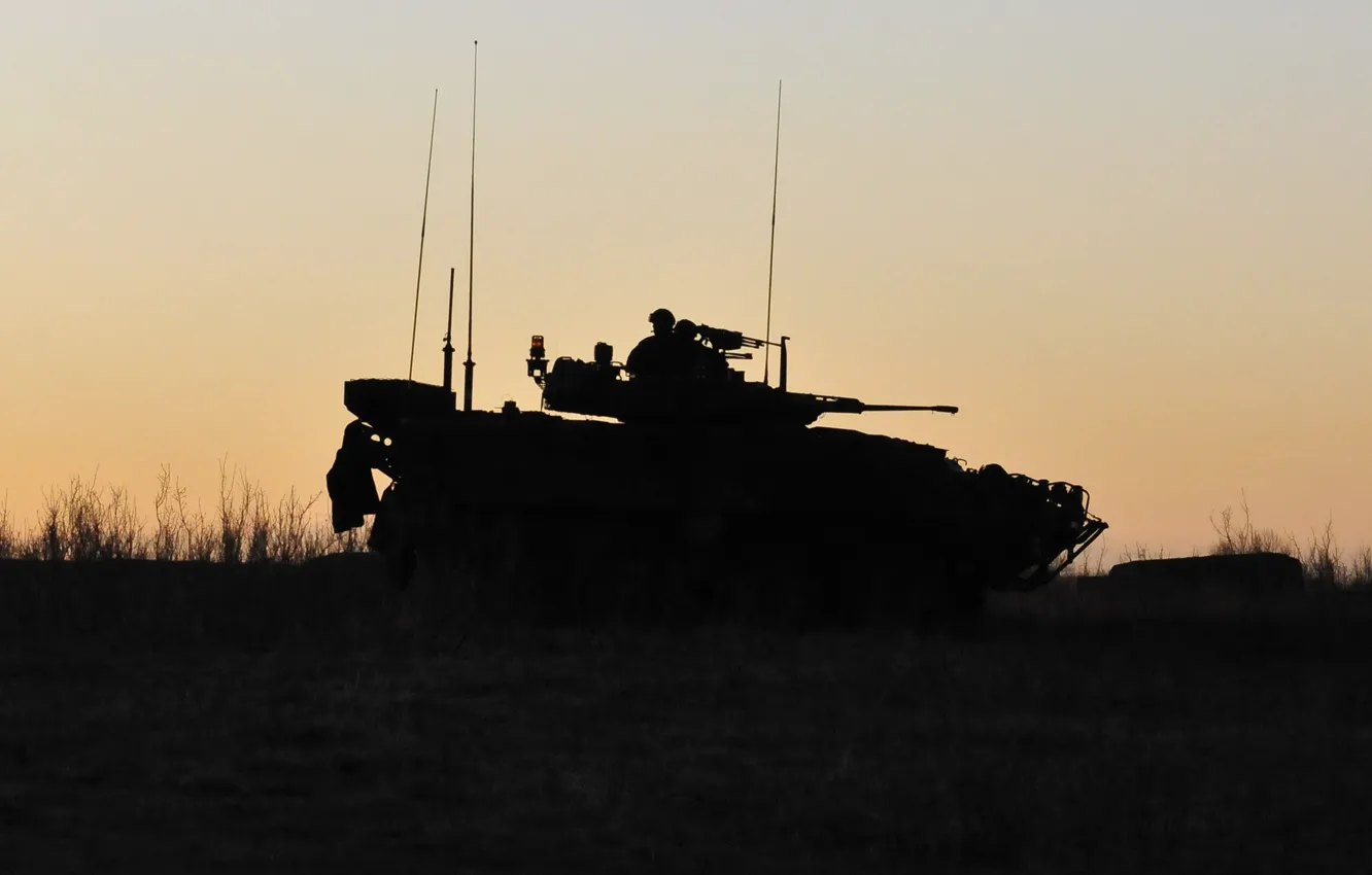 Фото обои армия, силуэт, танк