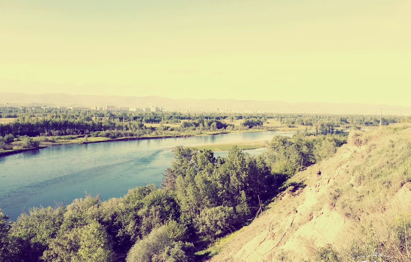 Фото обои Пейзаж, река Енисей, Красноярский край